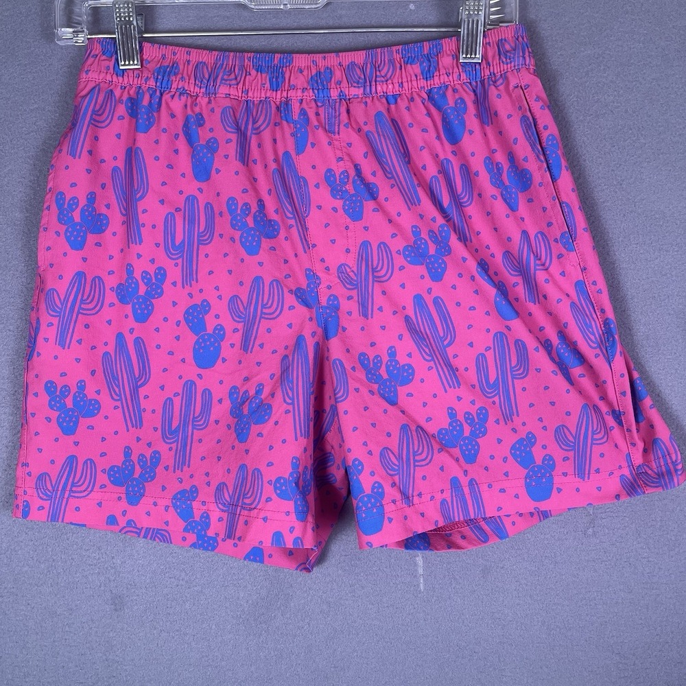 Chubbies The Grand Mirage Swim Trunks Small 5.5 Inseam Pink Blue Cactus Resort